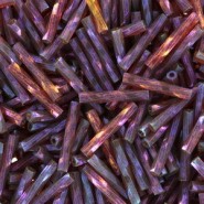 Abalorios Miyuki twisted bugles 12mm - Claret rainbow gold luster TW2012-302